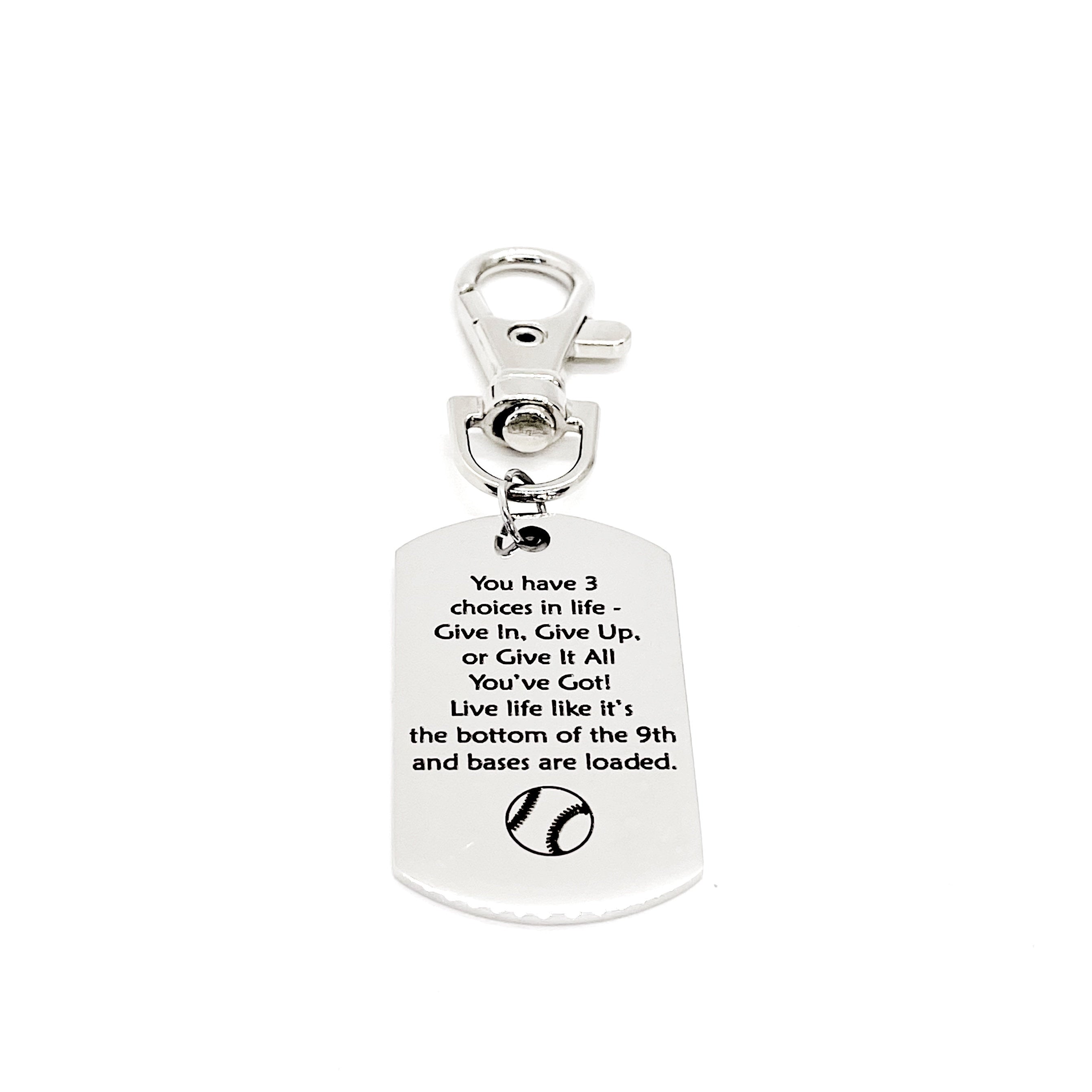 Athlete Gift, Three Choices Clip On Charm, Baseball Player Gift, Baseball Quote, Baseball Gift, Son Gift, Bat Bag Charm, Baseball Team Gifts