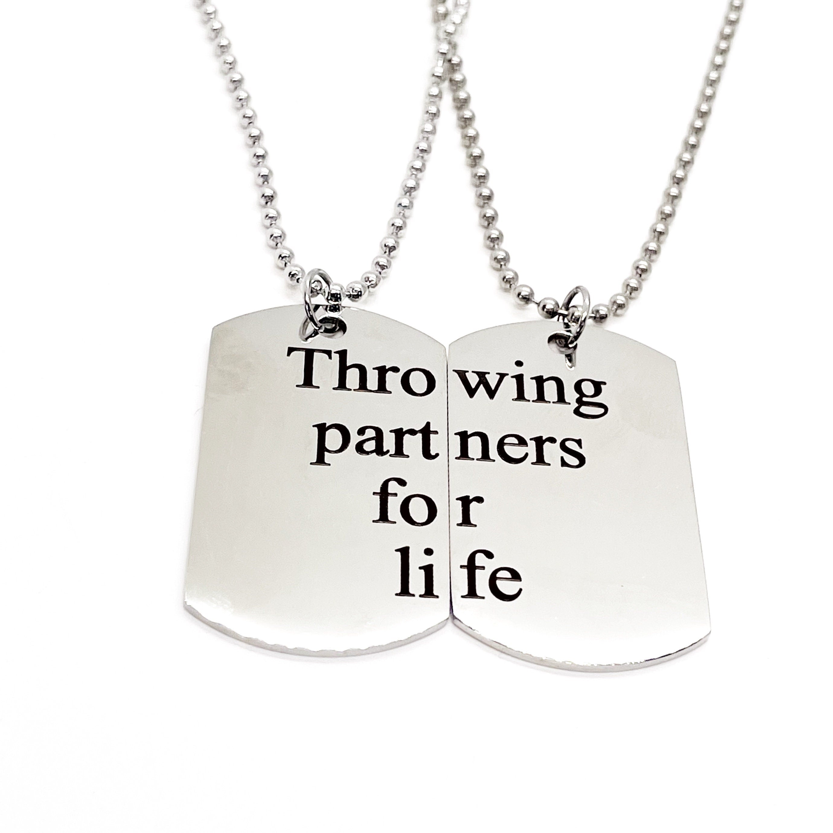 Throwing Partners For Life Necklace Set, Baseball Player Gift, Father Son Gift, Softball Necklaces, Pitcher Catcher Necklaces, Graduation