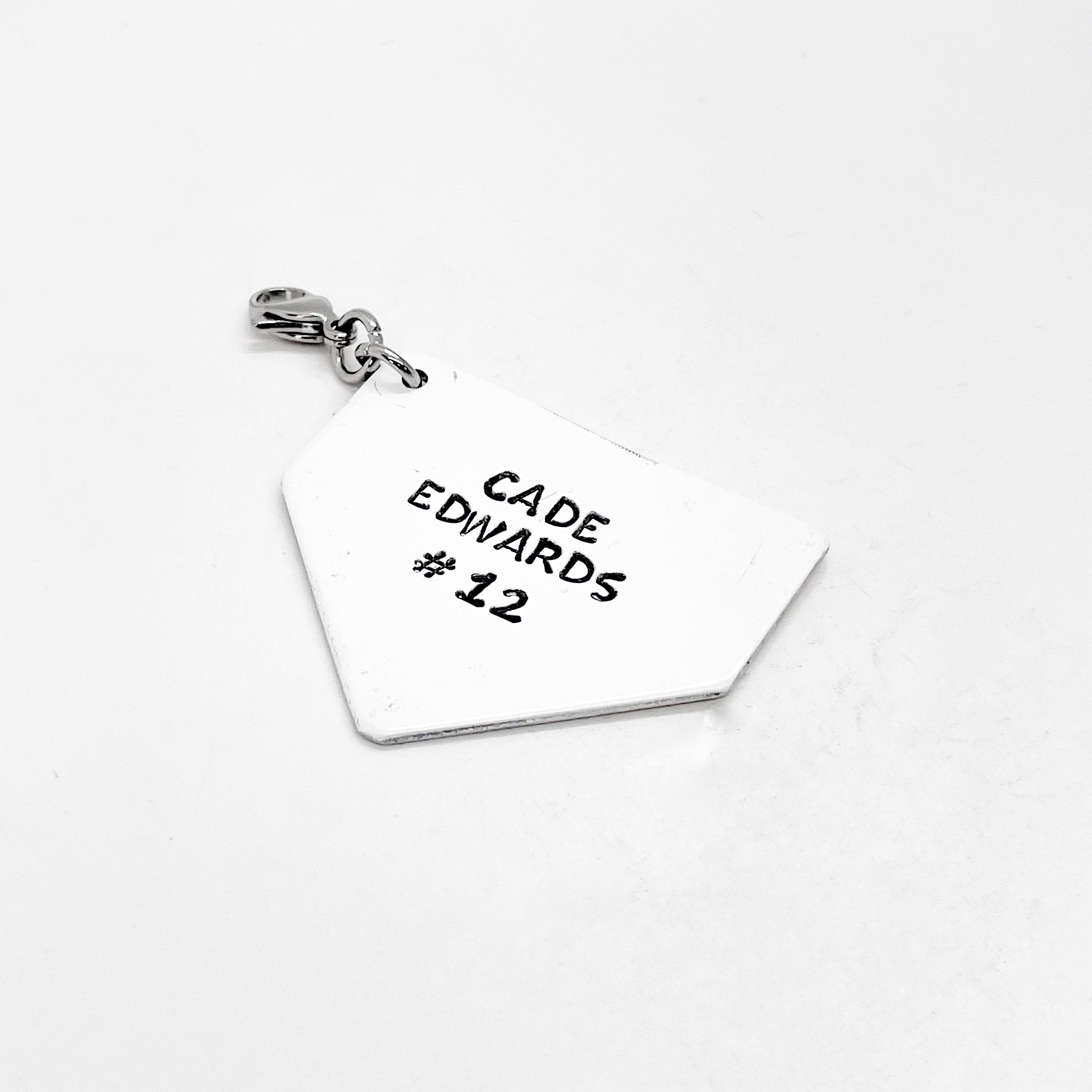 Bag Charm, Personalized Home Plate Bag Clip, Baseball Bag Charm, Softball Bag Charm, Gift, Baseball Gift, Keychain Clip, Softball Gift