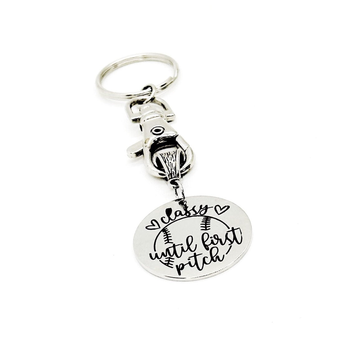 Classy Until First Pitch Charm Keychain, Baseball Mom Gift, Softball Mom, Softball Player, Team Mom, Gift For Her, Pitcher Mama, Wife Gift