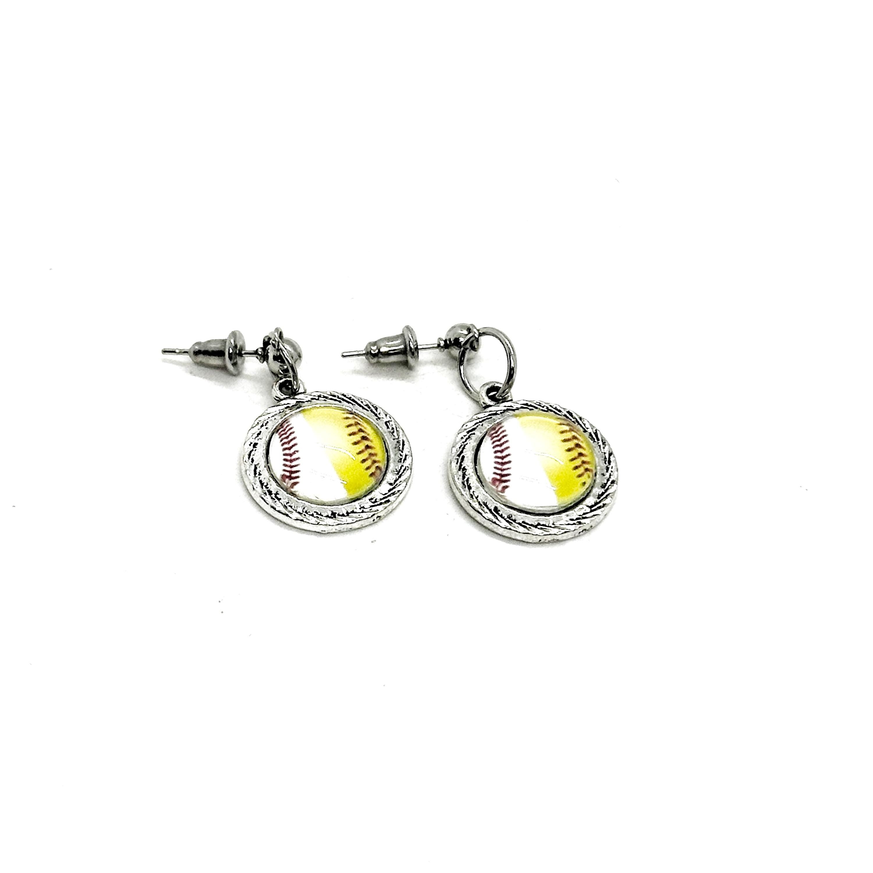 Split Softball And Baseball Charm Earrings, Mom Gifts, Wife, My Favorite Players, Team Moms, Moms Group, Gift For Her, Coach Wife
