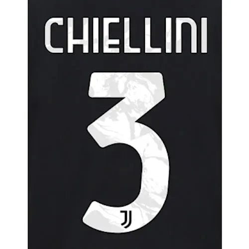 Juventus 2021/22 Away Chiellini #3 Jersey Name Set