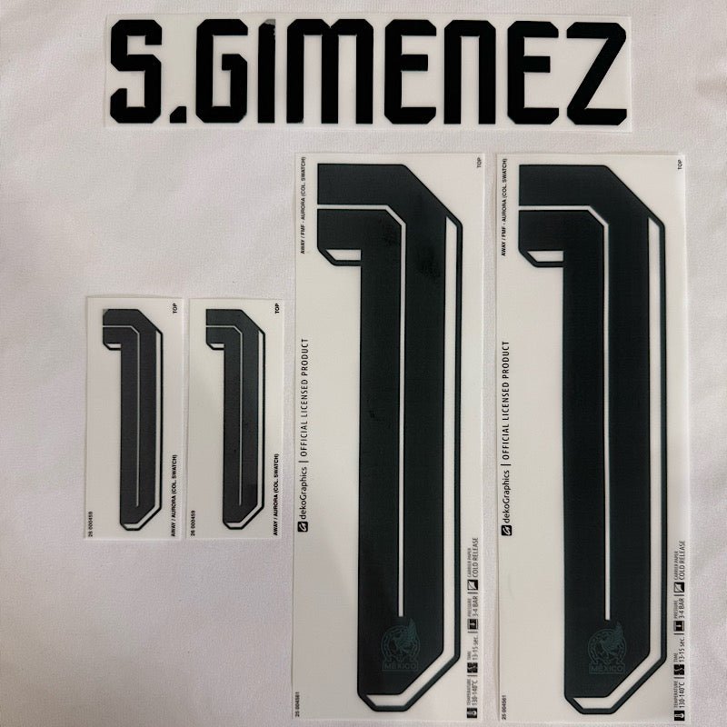 Mexico 2026- Away S. GIMENEZ #11 Official Name Set