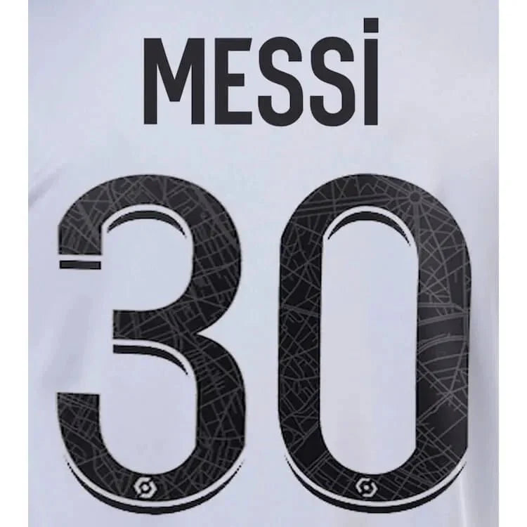 PSG 2022-23 Away Messi Youth #30 Jersey Name Set