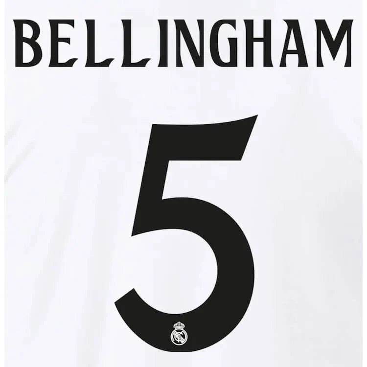 Real Madrid 2024/25 Home Bellingham #5 Youth Jersey Name Set