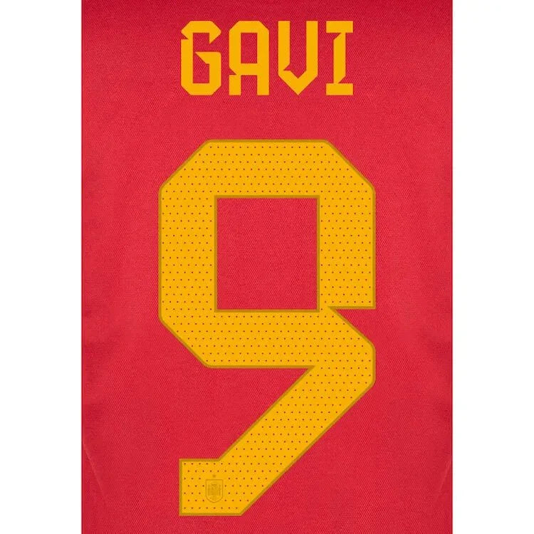 Spain 2022-23 Home Gavi #9 Youth Jersey Name Set