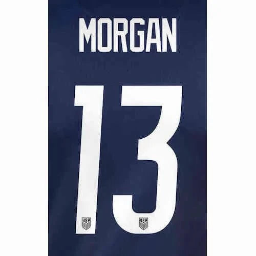 USWNT 2020/21 Away  Morgan #13 Jersey Name Set