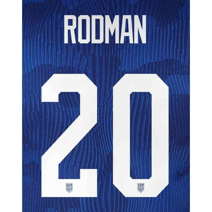 USWNT  2022/23 Away Rodman #20  Jersey Name Set (10 inch)