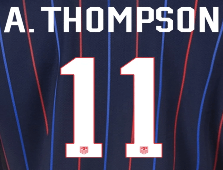 USWNT 2025 Away  A. THOMSON #11 Jersey Name Set 8"