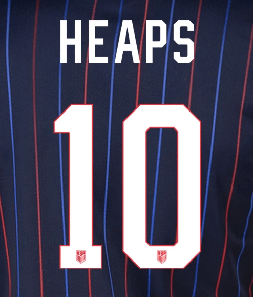 USWNT 2025 Away  G. HEAPS #10 Jersey Name Set 8"