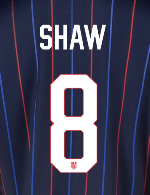 USWNT 2025 Away  SHAW #8 Jersey Name Set 8"