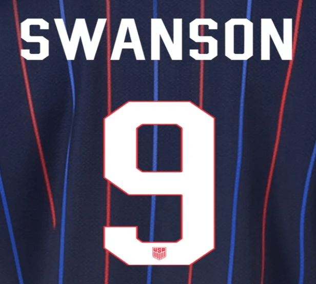 USWNT 2025 Away  SWANSON #9 Jersey Name Set 8"