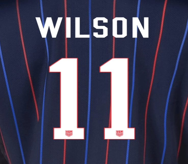USWNT 2025 Away  WILSON #11 Jersey Name Set 8"