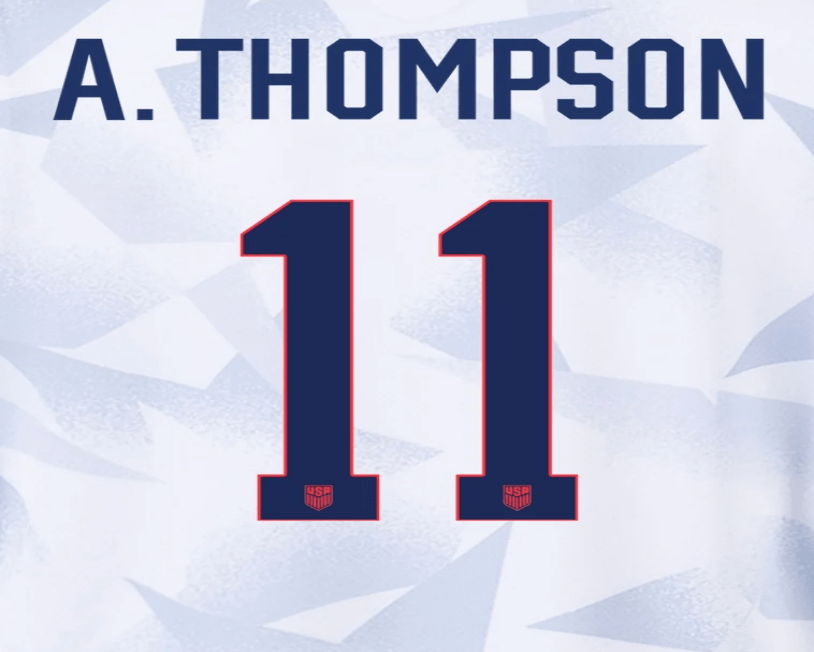 USWNT 2025 Home  A. THOMSON #11 Jersey Name Set 8"