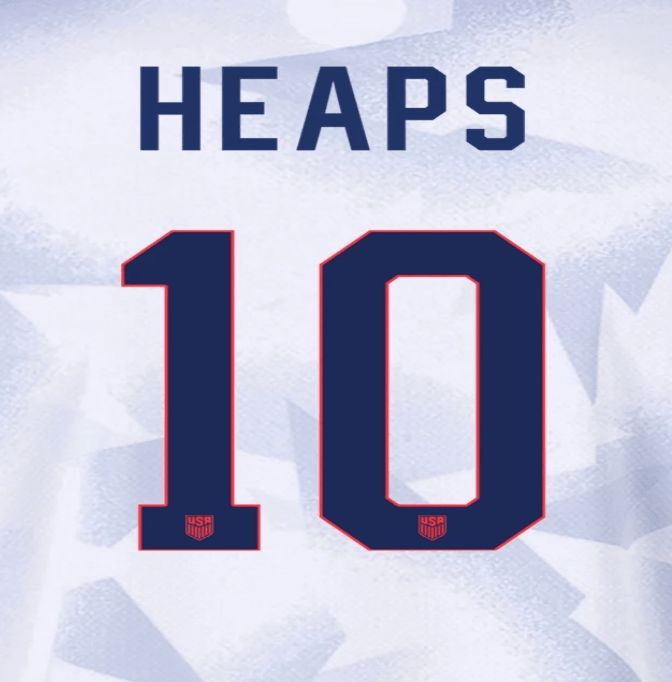 USWNT 2025 Home  G. HEAPS #10 Jersey Name Set 8"
