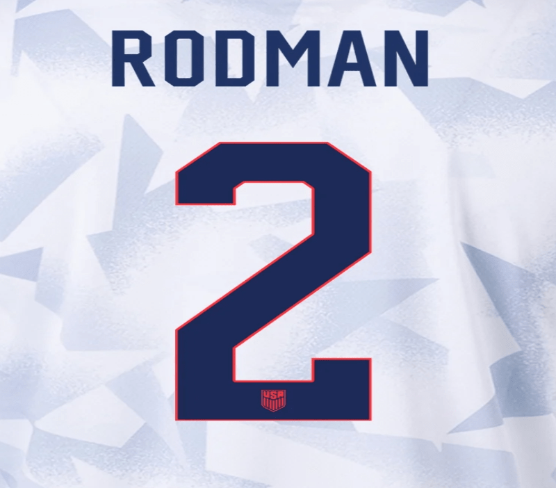 USWNT 2025 Home  Rodman #2 Jersey Name Set 8"