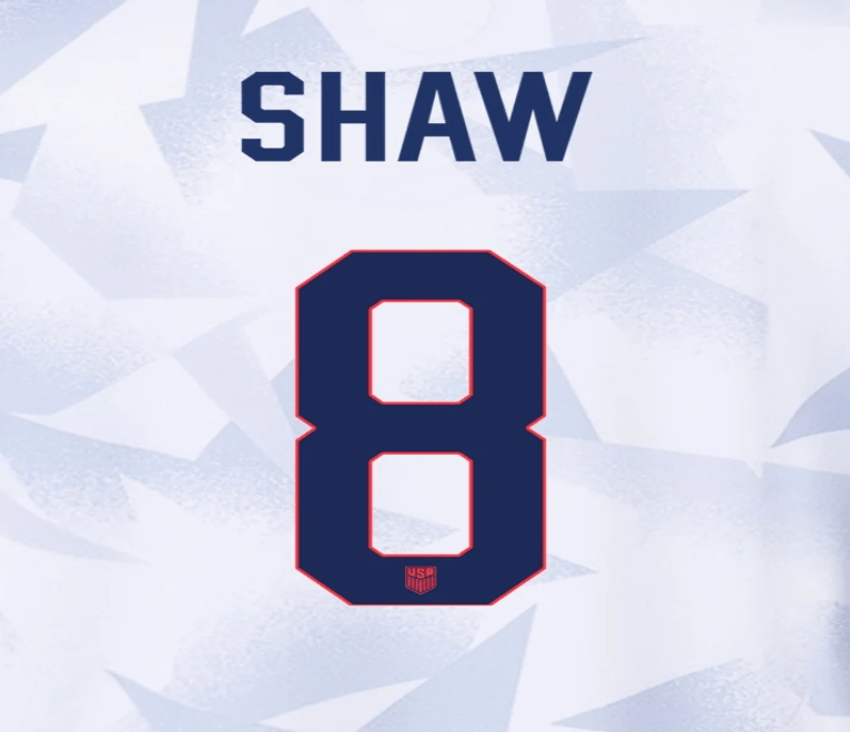 USWNT 2025 Home  SHAW #8 Jersey Name Set 8"