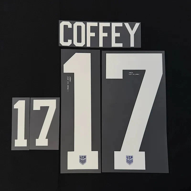 USWNT 2022/24 Away  Coffey #17 Official Name Set 10"