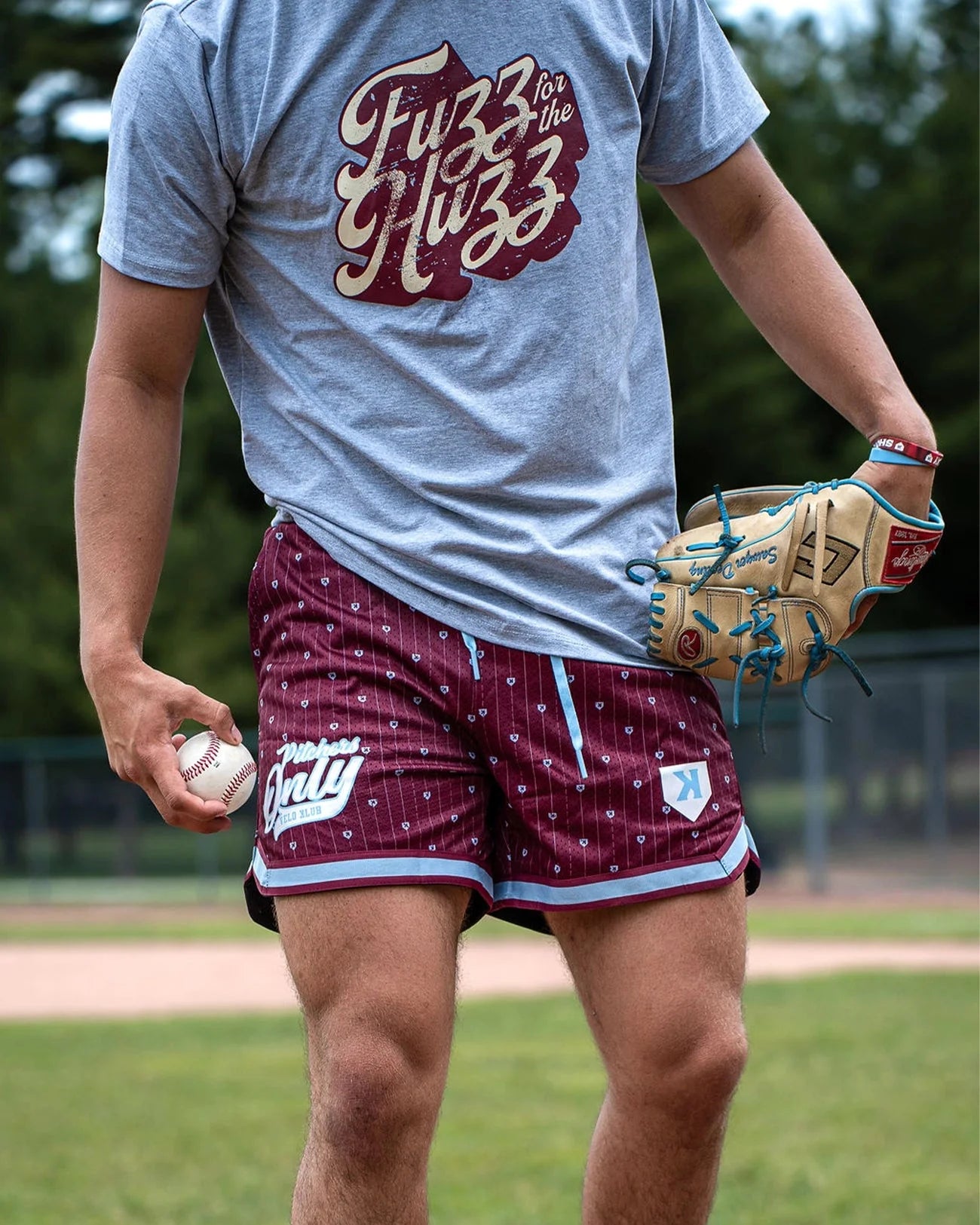 Mesh Pinstripe Shorts - Maroon/Sky Blue