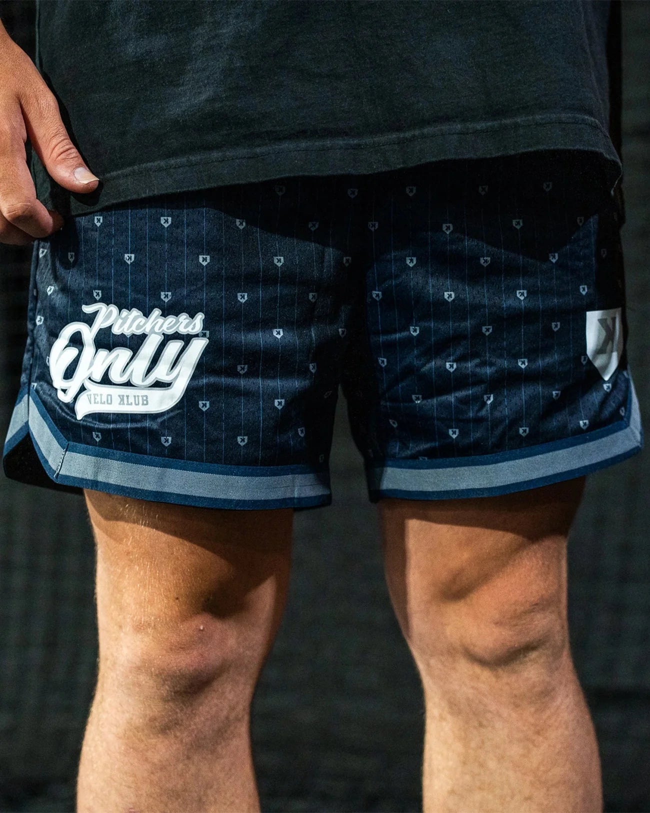 Youth Mesh Pinstripe Shorts - Navy/Gray